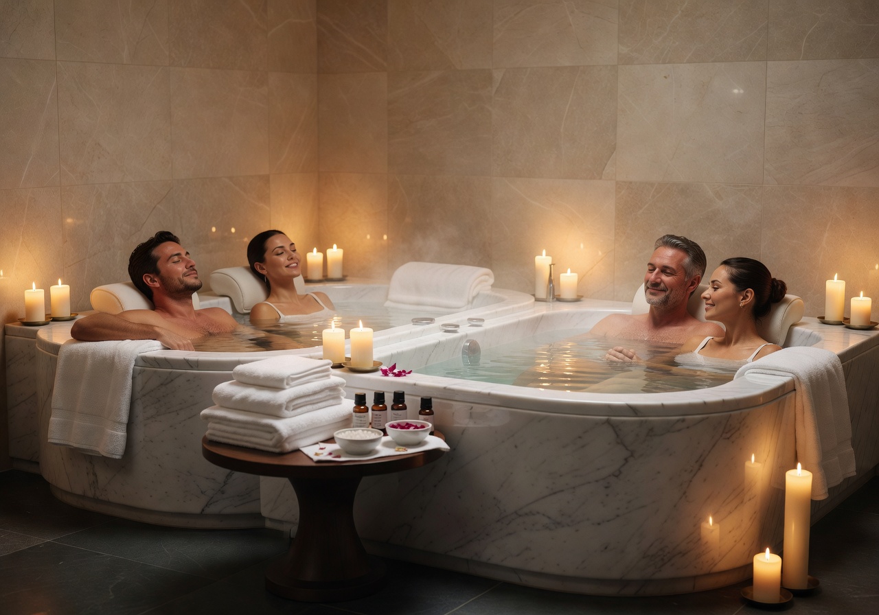 Couples luxury spa package with candles