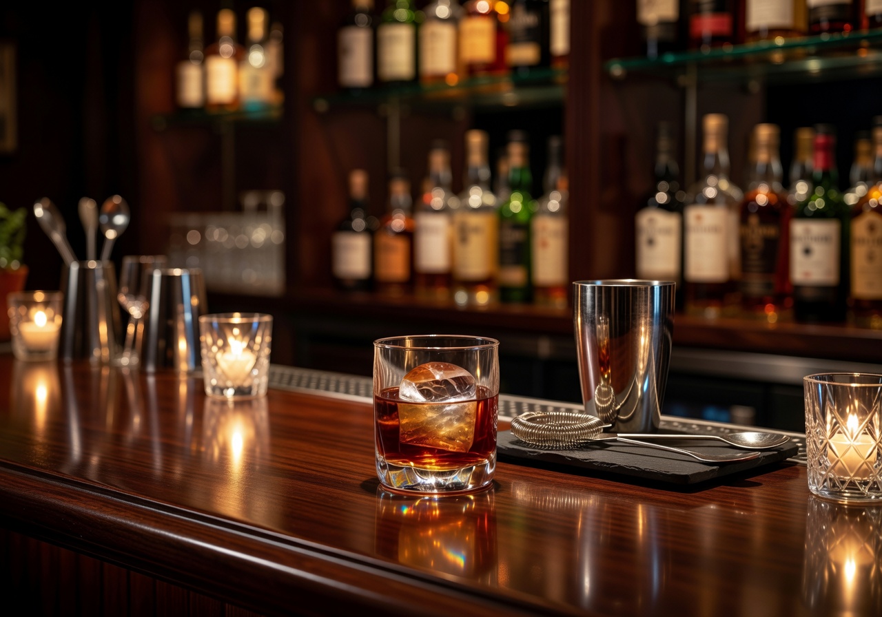 Premium cocktail experience in luxury hotel bar