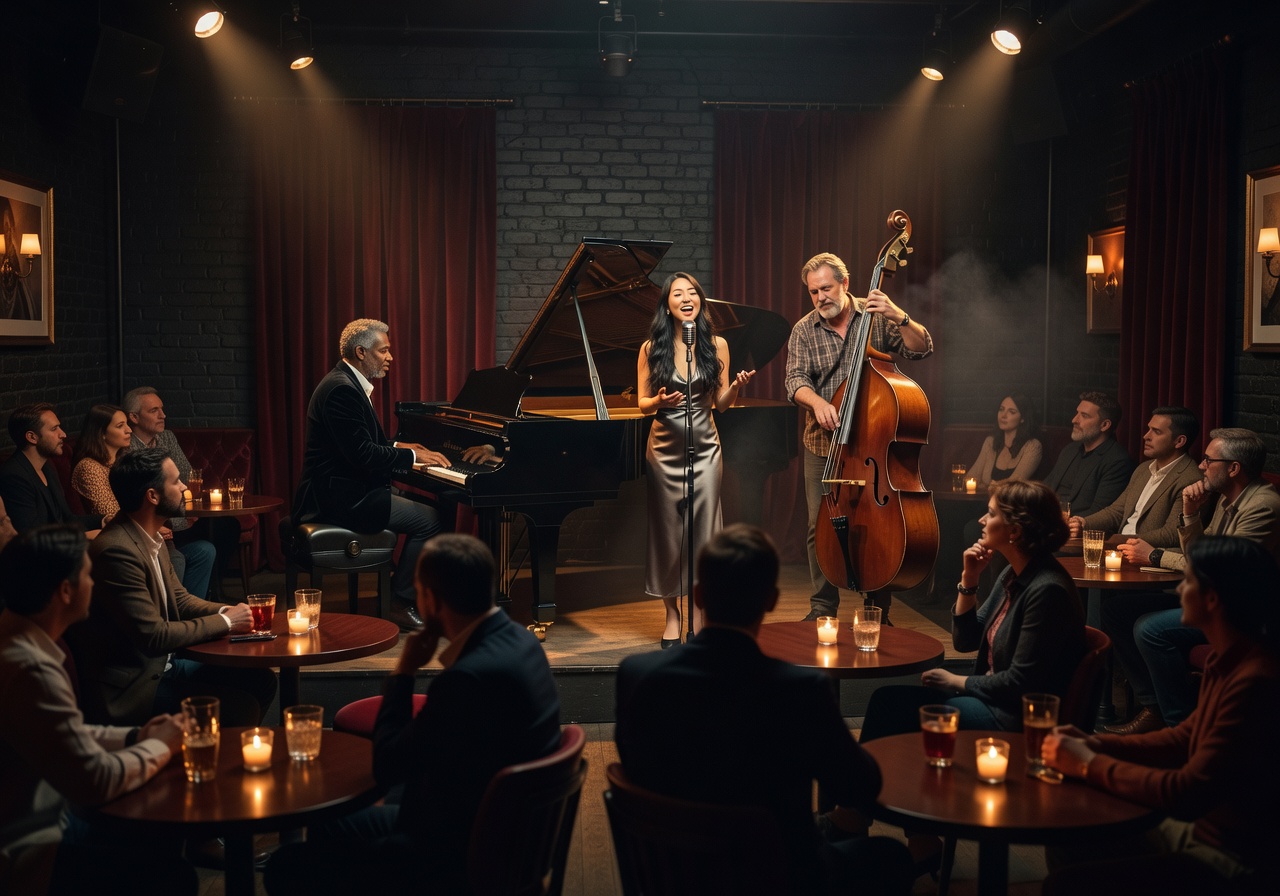 Luxury music lounge evening with live performance
