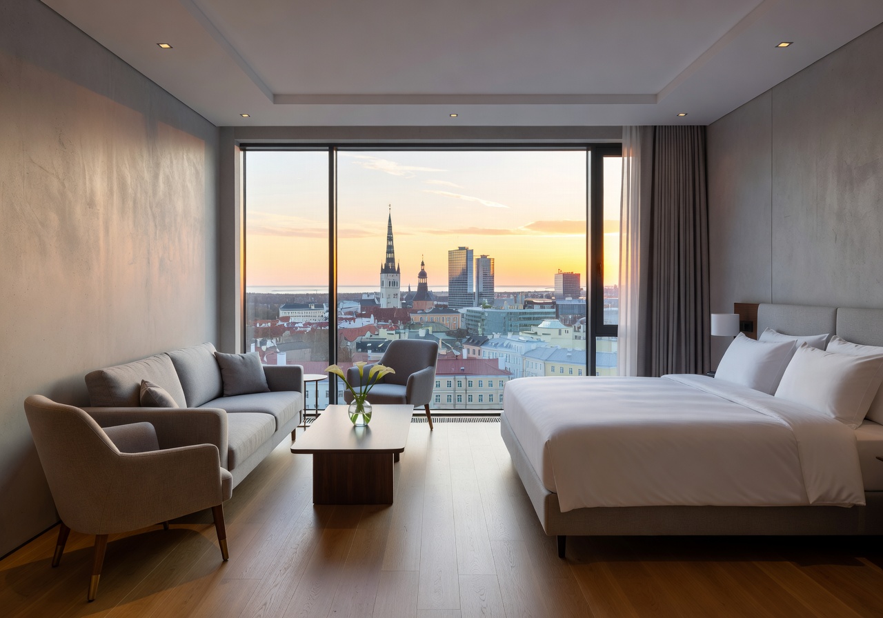 Radisson Collection Hotel Tallinn modern luxury suite skyline view