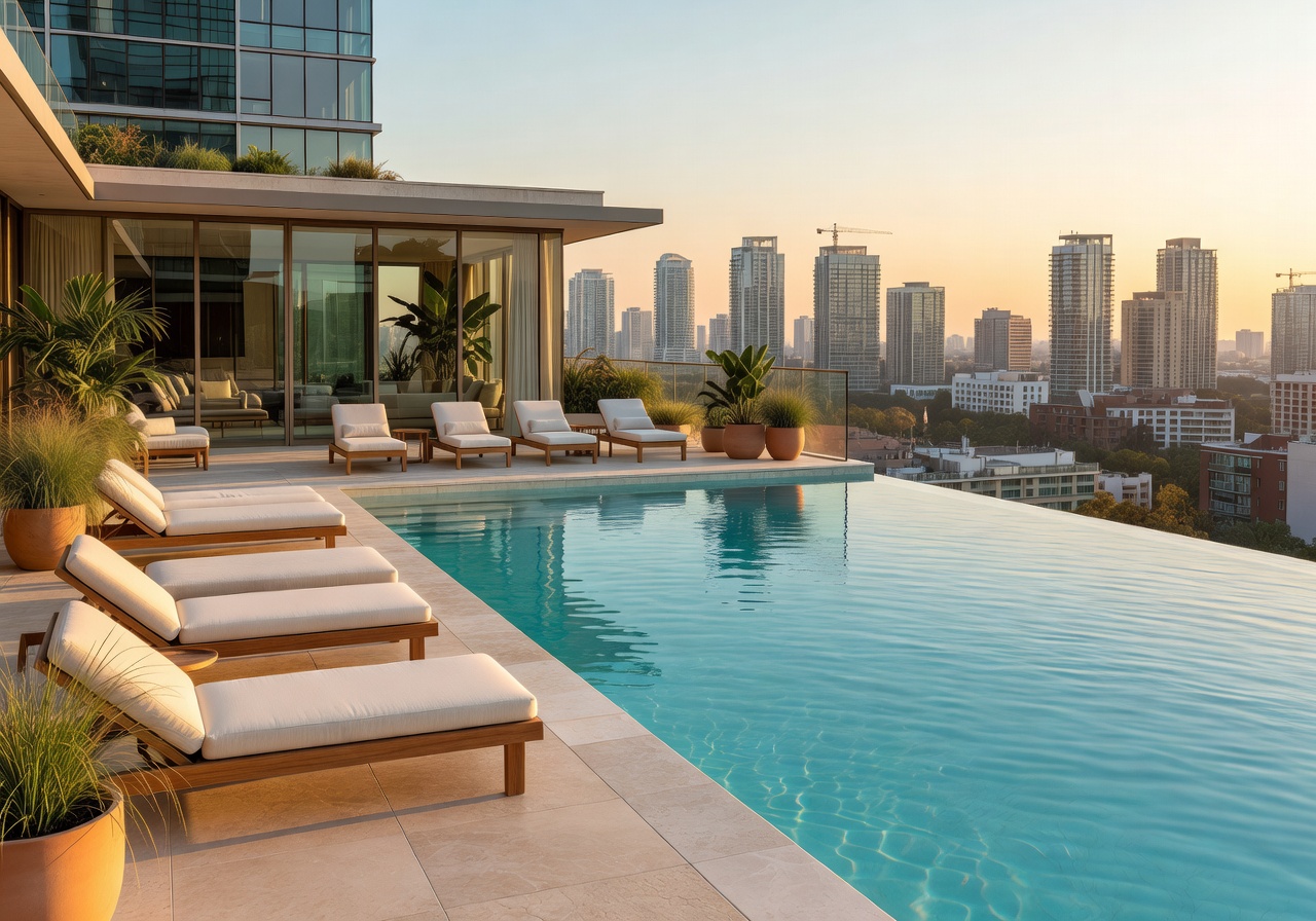 Rooftop wellness spa infinity pool