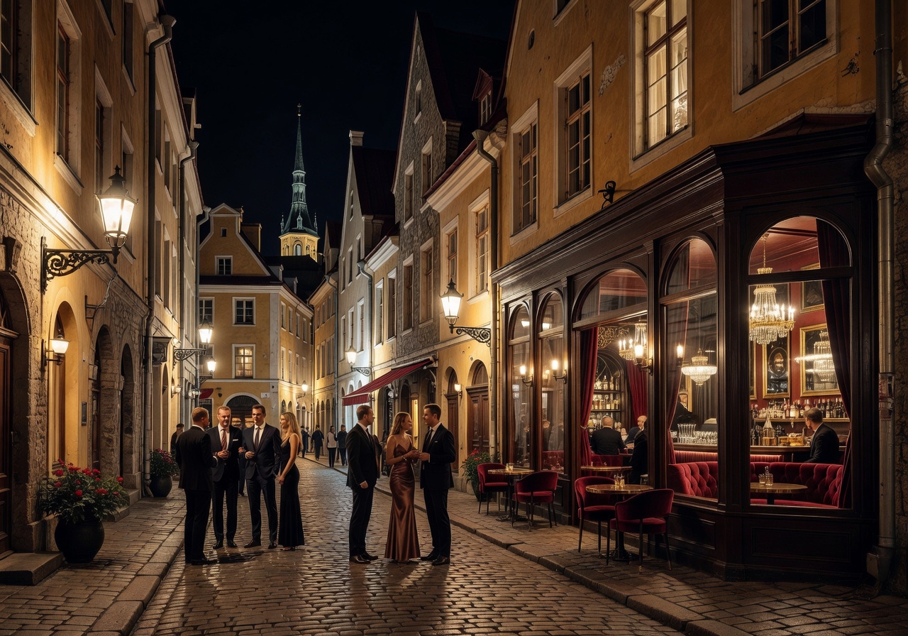 Tallinn luxury nightlife illuminated old town